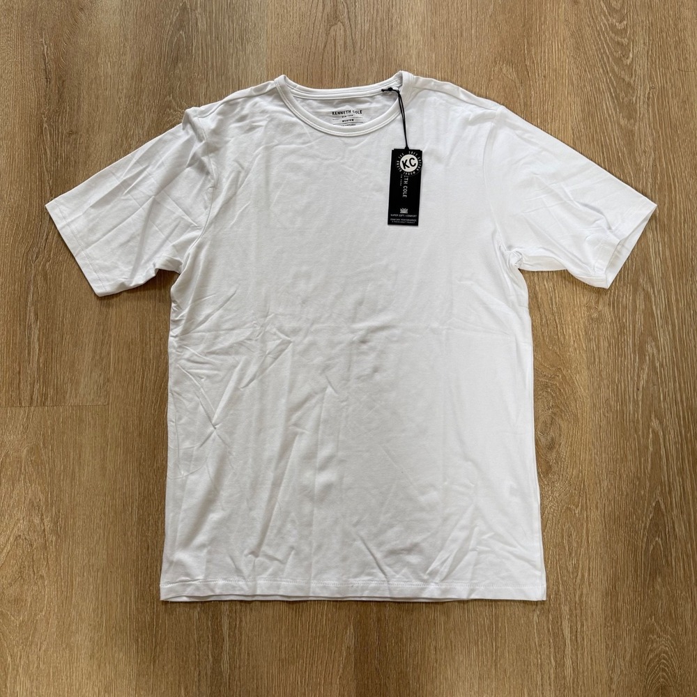 Kenneth Cole Men's Lightweight Knit T Shirt Stretch Breathable Soft Cotton White